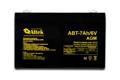 Акумуляторна батарея ALTEK ABT-7Ah/6V AGM altek7ah6v фото