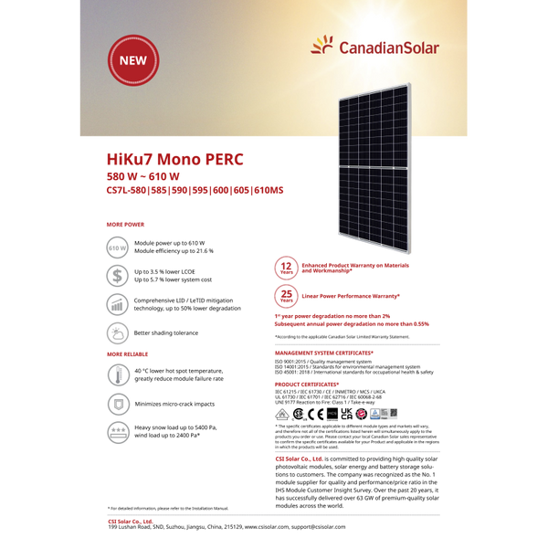 Сонячна панель Canadian 600Вт Canadian600 фото