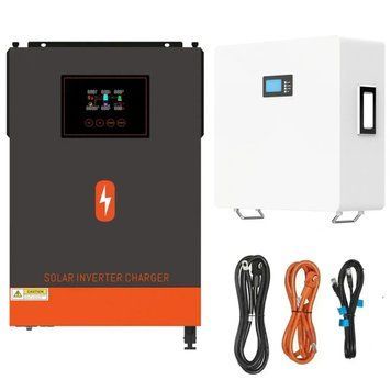Комплект резервного живлення №209 (48в 6200Вт) : Інвертор Powmr Solar POW-HVM6.2M-48V (6.2 кВт, 48В) + АКБ SKE SK-BG5120 (5,12 кВт, 51,2 В, 100AH) + набір проводів set209 фото