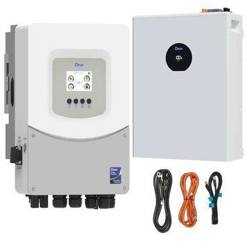 Комплект резервного живлення №259 (48В 6 кВт) : Інвертор Deye SUN-6K-SG06LP1-EU-BM2 (6 кВт, 48В) + АКБ Deye SE-F5 PRO-C LiFePO4 (5,12 кВт&middot;год, 51,2 В, 100AH) + набір проводів set259 фото