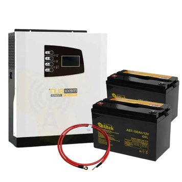 Комплект резервного питания 2 Аккумуляторные батареи Altek ABT-100Аh/12V GEL + Инвертор автономный MEXXSUN 24 вольт 3000 Вт + Набор проводов set14 фото