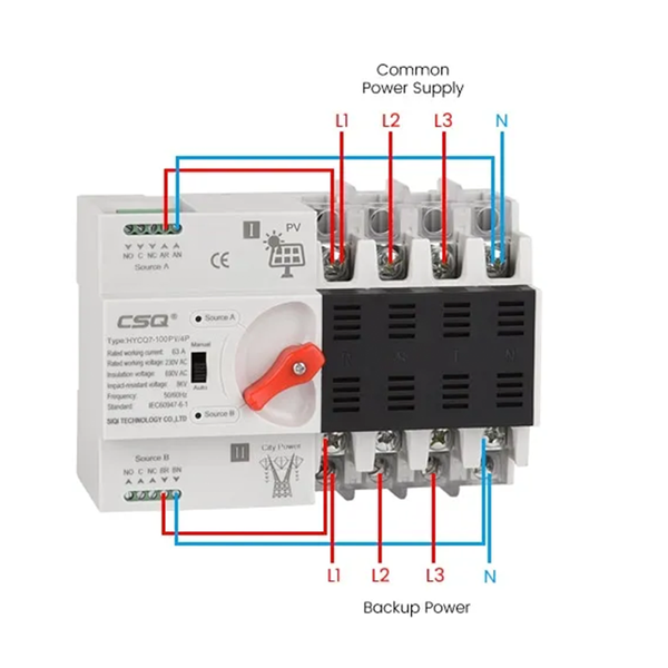 АВР мережа-інвертор CSQ-HYCQ7-100PV/4P (63А, 3 фази) HYCQ7-63 фото