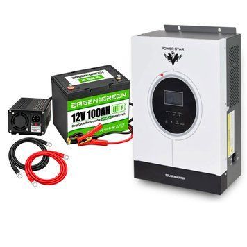 Комплект резервного питания №248 (12В 1.6 кВт) : Инвертор POWER STAR PSW WH-2KVA (1.6 кВт, 12В) + АКБ Basen Green LiFePO4 (1.28 кВт&middot;ч, 12.8В, 100А&middot;ч) + набор проводов set248 фото