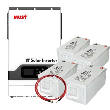 Комплект резервного живлення Інвертор Must 48 V + 4 Акумулятора Must 200 AH (Набір 48в 5200Вт) set38 фото